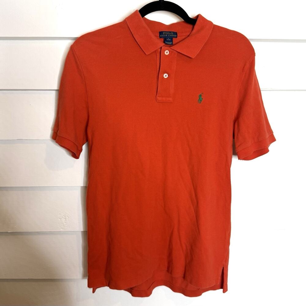 Polo Ralph Lauren Boys Cotton Collared Short Sleeve Shirt Orange Large 14/16